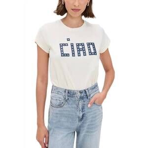 NEW CLARE V. women's classic ciao with studs tee in cream